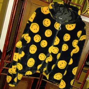 Black and Yellow Smiley Face Hodie Jacket